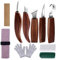 Holz-Schnitzwerkzeug Set, 10PCS Holz Schnitzmesser Schnitzmesser Set mit 5 tlg Schnitzmesser, Schnittfeste Handschuhe, Schleifsteine Schnitzset Holz Schnitzen Set für Anfänger und Profis (TypB)