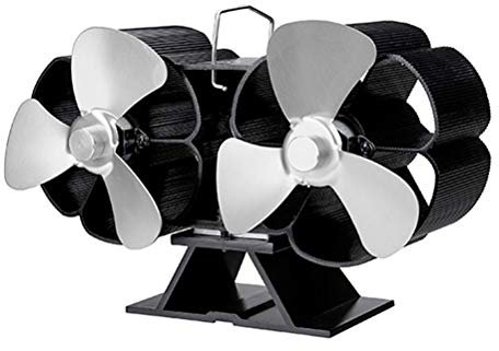 Doversky Twin Motor Heat Powered Stove Fan, 6 Blade Heat Powered Fireplace Fan for Small Space on Log/Wood Burner/Stove/Fireplace New Specially Designed Fan vision