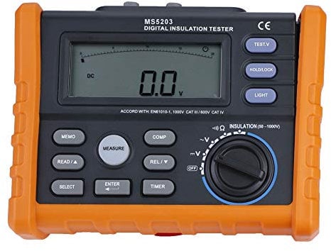 PEAKMETER MS5203 Digitaler Isolationswiderstandstester 50–1000 V, Automatische Berechnung des Polarisationsindex, Hintergrundbeleuchtung