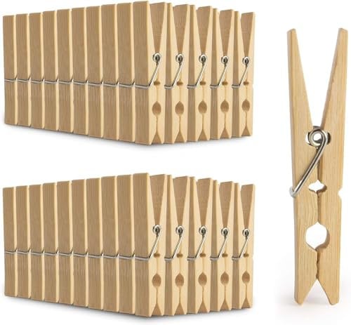 MAGNA RETAIL 100 Bamboo Pegs Strong 7.2cm Wooden Clothes Pegs for Washing Line Wooden Pegs for Crafts & Hanging Photos Eco-Friendly Strong Laundry Washing Pegs, M017-M-100