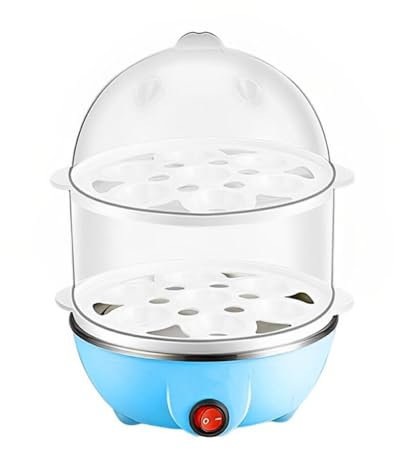 siduytin Quick And Healthy Egg Cooker - Various Cooking Options Large Capacity PP Electric Egg Cooker Electric Egg Boiler, Blue 2 Layers