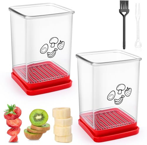 PBUSPU 2 Piezas Fruit Slicer Cup, Presione Las Herramientas Corte Frutas, Cortadora de Frutas, Multifuncional Copa de Corte de Frutas para Fresas Plátanos Manzanas Huevos Gadgets de cocina