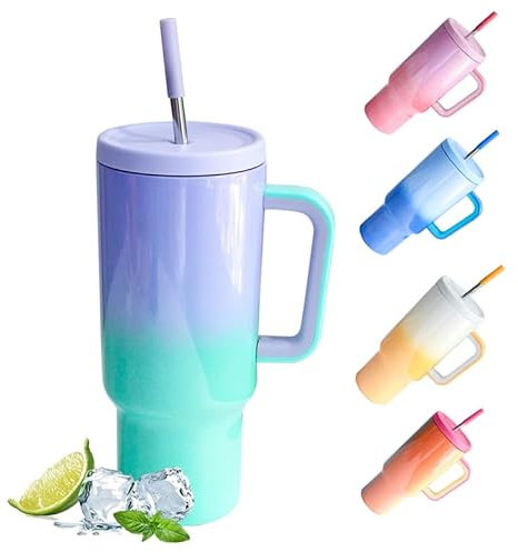 Taylor Merchandise - Taza térmica de café para llevar - Taza térmica de acero inoxidable de 1,18 L con popote y asa, taza de viaje