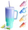 Merrwon Coffee Thermal Mug to Go - 1.18 L Stainless Steel Thermal Mug with Straw and Handle Quencher Tumbler Travel Mug