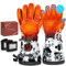Powate Gants Chauffants pour Hommes et Femmes, Gants de Ski Chauffants à 3 Niveaux avec Batteries Rechargeables 7.4 V 22.2 WH, durée 10 Heures, imperméables pour l'escalade, Le Cyclisme, Blanc XL