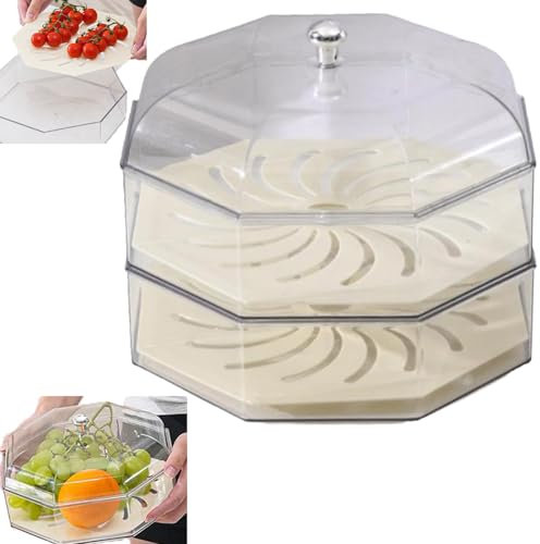 XRXRX Geteilte Obstschale, Lebensmittelabdeckungen, transparenter stapelbarer Deckel, Spritzschutz mit Tablett, Fliegenschutz, Schalenabdeckungen, Aufbewahrung, Kunststoff, Anti-Staub-Snack für
