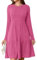 Ritiriko Pullover Kleider für Damen Winter Crewneck Langarm Herbst Tunika Knie Länge Lässige Kleid Rose Rot M