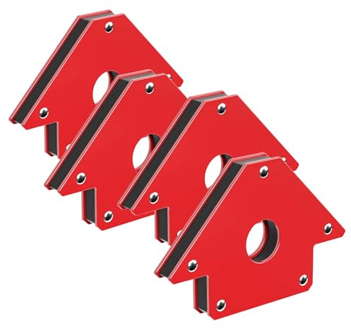 Wiltec 4x Schweißmagnet 11 kg Haftkraft, 120 x 80 x 15 mm Schweißwinkel mit 45°, 90° und 135°, Schweißzubehör Magnetwinkel hält Werkstücke zusammen