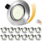 fosfor LED Einbaustrahler 230V Dimmbarer, 25mm Einbautiefe, 600LM, IP44 Spritzwassergeschützt, 5W Ersetzt 50W Halogenstrahler, 12er Set, für Küche, Badezimmer, Wohnzimmer (Kaltweiß 6000K, Silber)