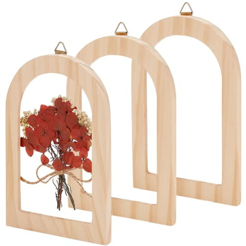 PH PandaHall 3 Stück Holzbogen Bilderrahmen Unbehandeltes Massivholz Bilderrahmen Schwebende Bilderrahmen Zum Aufhängen An Der Wand Für Kunsthandwerk Und Hausdekoration. 16x10cm