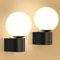 Kowanie 2er Wandleuchte Vintage Wandlampe Badezimmer: innen Wandbeleuchtung Weiß Glaskugel Retro Schwarz Flurlampe Wand rund Wandstrahler G9 Max. 40W für Schlafzimmer Wohnzimmer (Ohne Leuchtmittel)