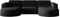 Kaiser Möbel - Sofa U Form - Ecksofa Cord - 299 cm lang, 165 cm breit - Big Sofa, Wohnzimmer Couch Extra Groß, Relaxsofa, Wohnlandschaft U Form XXL - Modena Sofa Schwarz