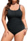 Tuopuda Costume da Bagno Intero Donna Taglie Forti Sexy Costumi Interi da Mare Piscina Push Up Imbottito Reggiseno Costumi Bikini Un Pezzo Spiaggia Beachwear L-4XL, Nero, L