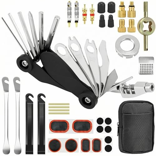 QWORK® Fahrrad reparaturset, 17-in-1-Fahrradwerkzeug, Fahrrad werkzeugset,Fahrrad zubehör