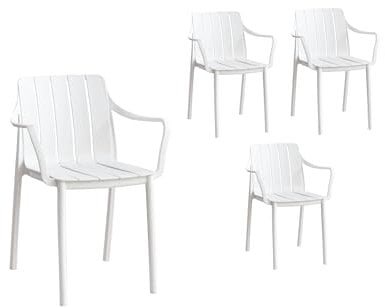 LC Garden »Vina« Stapelstuhl 55x58x80cm Gartenstuhl Terassenstuhl Bistrostuhl Kunststoffstuhl (Weiß, 4er Set)