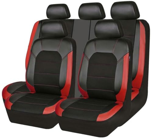 GFFLH Auto Sitzbezüge für Dacia Duster 2.Gen 1.Gen HM HS 2017-2020 2021 2022 2023 2024 2025, Wasserdicht Sitzbezug Komplett Set PU Leder Autositzbezüge Vordersitze Rücksitze Schonbezüge,Red