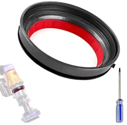GVSS - Anillo de sellado fijo de 10 cm para Dyson V12 SV10 SV18 SV20, Junta de sellado para Dyson V12 de silicona, repuesto para bandeja de polvo, incluye destornillador T8, rojo