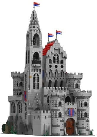 Klemmbausteine Haus, MOC-193221 Mittelalterliches Löwenschloss Bausteine Bausatz, Gebäude Modellbausatz, Bauspielzeuge für Erwachsene, 3993 Teile, Kompatibel mit LG