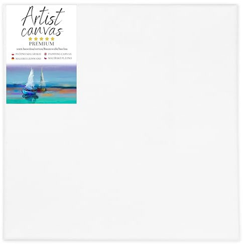 GP TONER Keilrahmen Leinwand Baumwolle Weiß Leinwände Künstlerbedarf Malen verschiedene Größen Holzleisten 90x90 cm