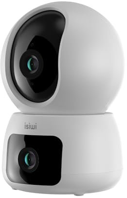 Isiwi TWIN 2K 3MP+3MP Telecamera Wi-Fi Interno IP Doppio Obiettivo, PT, Videocamera sicurezza, Rilevamento persone, Tracciamento movimenti, 2.4/5GHz Visione Notturna Audio registrazione SD-Cloud/NVR