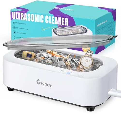 Gisaae Ultraschallreinigungsgerät Brille 48000Hz Brillenreinigungsgerät Mit 2 Modi Ultraschallgerät 350ml Ultraschallreiniger für Zahnprothesen Schmuck Ultrasonic Cleaner