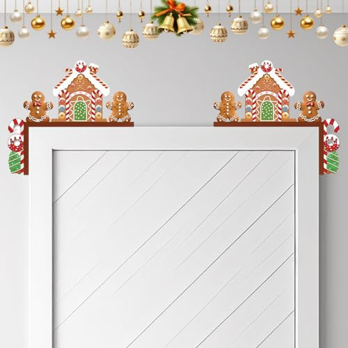 Türrahmen Weihnachtsdeko Innen, 2er Holz-Willkommensschilder, Corner Door Frame Weihnachtsdeko, Niedliche Zwerg Weihnachtsdeko, Basteln Statue Türdeko für Fenster, Kamine, Kühlschranke Oder Mehr