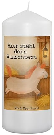 Mr. & Mrs. Panda Personalisierte Kerze Pferd Springen Design 19 x 8 cm - Geschenk, Pferde, Mit Namen, Hochzeitskerze personalisiert, Reiten, Stall, Pony, Individuelle, Pferdestall, Bauernhof
