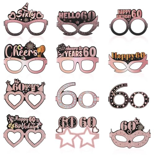 Camptrip 24 Stück Geburtstag Party Brille Dekoration Papierbrillen Deko | Geburtstag für Männer Frauen zum 60-90th Lustige Papier Geburtstags Brille Geburtstags Photo Booth Requisiten