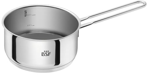 Zwilling BSF Stieltopf Bordeaux 16 cm 1,5 L – Edelstahl Kochtopf silber mit Innenskalierung (0,5 l / 1 l), Stielkasserolle, Induktion geeignet, spülmaschinenfest, Saucepan