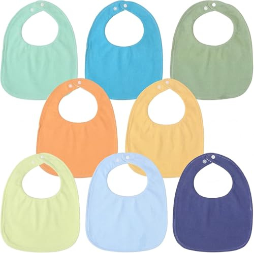 Eulihent 8 Pezzi Bavaglini Neonato, Bavaglino Neonato Cotone, Bavaglini Regolabili per Bambini e Bambine