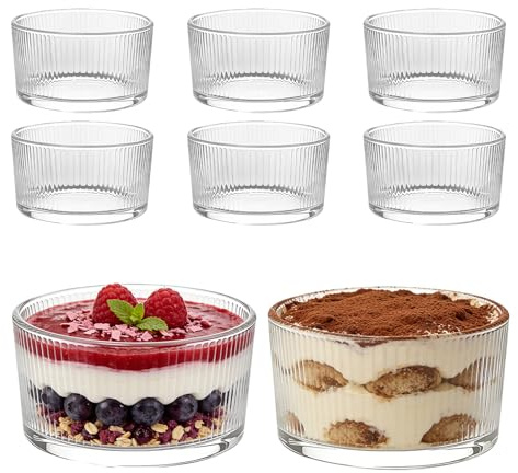 Generisch Dessertgläser 200 ml, 8er Set Dessertschalen aus Glas, Kleine Eisbecher Glas für Dessert, Tiramisu, Pudding & Nachtisch – Spülmaschinenfest