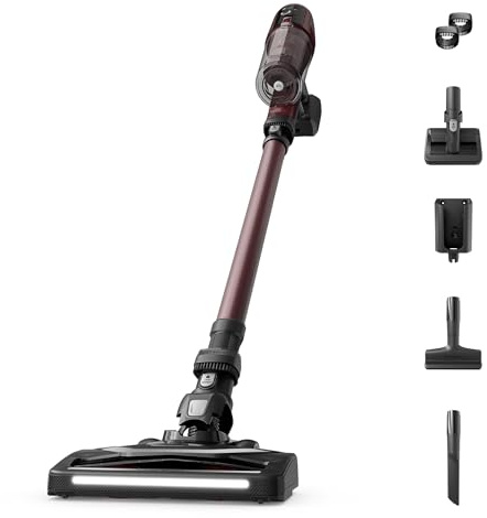 Rowenta X-Pert 6.80, Aspirapolvere Senza Fili, Burgundy, RH6483 | con Scopa Elettrica, Spazzola Multifunzione con Luci LED, Display, Autonomia Fino a 60 Minuti, 100 W
