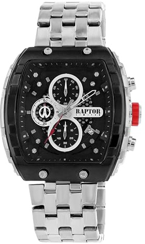 Raptor Damen Armbanduhr Analog in Silber, Gesamtlänge 23.5 cm, Edelstahlarmband – 3 ATM