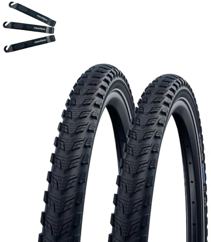 2 x Schwalbe Marathon 365 Fahrradreifen Performance GreenGuard ADDIX 365 E-50 Schwarz+Reflex 50-622 (28 x 2.00) inkl. maxxi4you Reifenheber