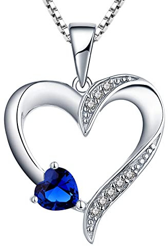 YL Kette Herz Damen Halskette Silber 925 mit September Geburtsstein Spinellblau Anhänger für Frauen