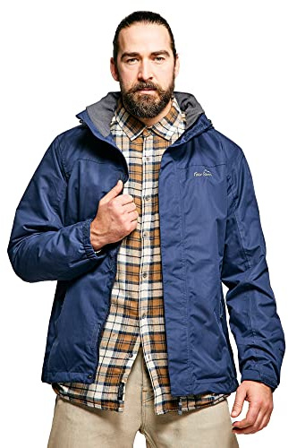 Peter Storm Men’s Downpour 2-Layer Waterproof Jacket with Rollaway Adjustable Hood, Breathable & Lightweight Lined Raincoat, Ideal for Commuting, Walking, Hiking & Outdoor Recreation, 3000mm HH