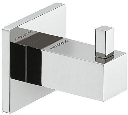 Design Bademantelhaken Chrom poliert Kleiderhaken eckig Handtuchhaken Bad für Wand-Montage - Wellness | Wandhaken Messing massiv | 1 Stück - Handtuch-Aufhängung Badezimmer inkl. Befestigungsmaterial