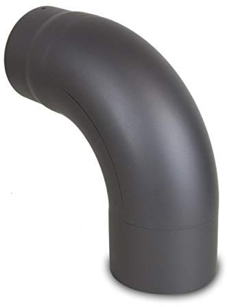 LANZZAS Ofenrohr Bogen 90° gezogen mit Tür (fullform) - im Durchmesser 150 mm - Farbe: gussgrau - Rauchrohr/Knie-Bogen mit Reinigungsverschluss