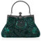 JAGENIE Vintage Style Beaded Floral Evening Clutch Bag Wedding Party Prom Purse Handbag Dark green