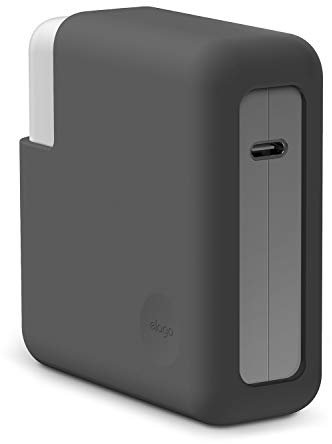 elago Schutzhülle für MacBook Pro Ladegerät Adapter kompatibel mit MacBook Pro 2019 16 Zoll, 15 Zoll, Bar und Touch ID, USB-C Thunderbolt 3 (A2141, A1990, A1707, A1398) – Grau