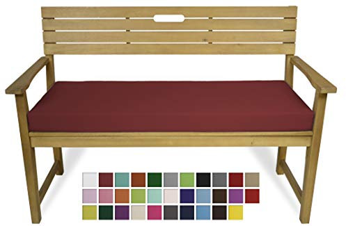 Rollmayer Bankkissen Bankauflage Sitzkissen Bankpolster Auflage für Bänke in Haus und Garten Kollektion Vivid, 1 Stück (Weinrot 13, 140x50x8cm)