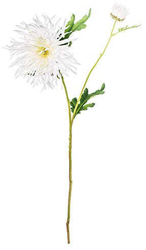 EUROCINSA Ref.92520C01 CRISANTEMO Blanco Y Hojas Verdes, Caja de 12uds, 73cm