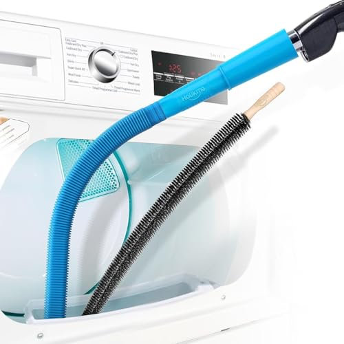 Holikme 2 Stück Trockner Entlüftungsreiniger Kit, Trockner Fusselstaubsauger Aufsatz und Flexible Trockner Fusselbürste Vakuumschlauch Aufsatz Bürste Blau