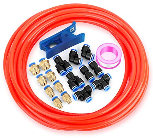 TAILONZ PNEUMATIC Orange 8mm OD 5mm ID Polyurethane PU Air Hose Pipe Tube Kit 10 Meter 32.8ft