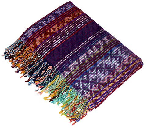 Lorenzo Cana Wolldecke jacquardgewebt aus 100% Wolle vom Merinolamm Mehrfarbig bunt, Flauschige Decke Wohndecke Sofadecke 130 cm x 170 cm - 9620977