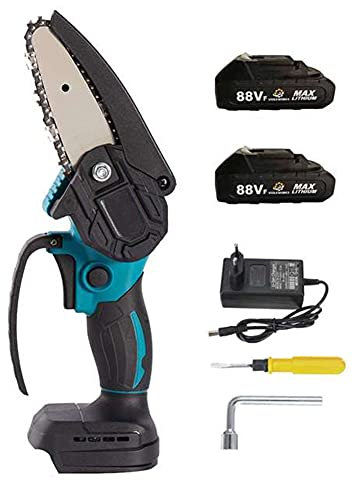 GJXJY Mini Chainsaw 4-Inch 24V Cordless Power Chain Saws with 2 Batteries, Household Small Handheld Electric Saw for Tree Branch Wood Cutting