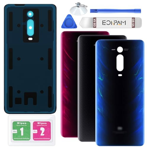 Eonpam Akkudeckel für Xiaomi Mi 9T / 9T Pro Rückseite Glas Original Backcover Back Glas Ersatz mit Reparatursatz (Blau)