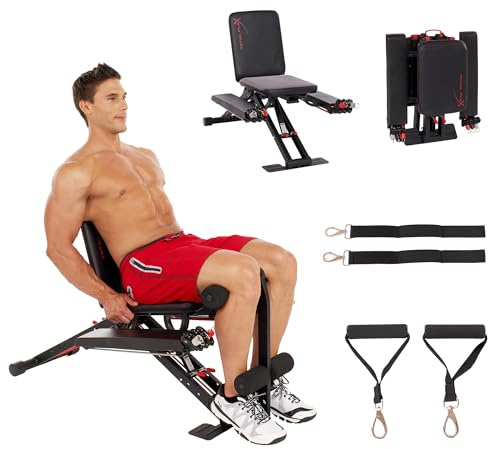TOTAL FLEX L Folding Weight Bench & Exercise Bench Press Rack - Fitness Benches, Gym Bench for Home, Workout Bench - Multi Gym Strength Training Equipment, Pilates Equipment, Portable Gym Equipment