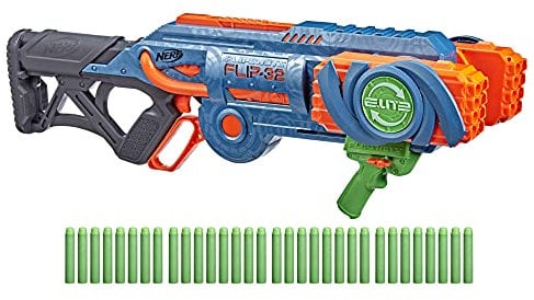 Nerf Elite 2.0 Flipshots Flip-32 Blaster, 32 Dart-Läufe für doppelte Feuerkraft, Kapazität für 32 Darts, 32 Nerf Darts