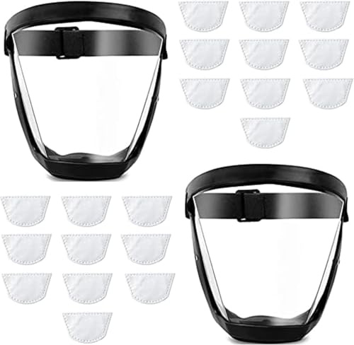 ascavs 2pcs Full Face Shield for Yard Work & Woodworking, Wide View Clear Visor with Anti-Fog Coating, Breathable Bottom Design, Adjustable Headband